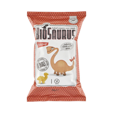 Bio prigrizek koruzni dinozavri ketchup  50 g