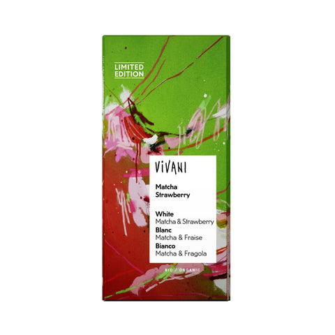 Bio bela čokolada matcha jagoda  80 g