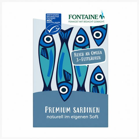 Premium sardine s kožo in kostmi v lastnem soku 120 g